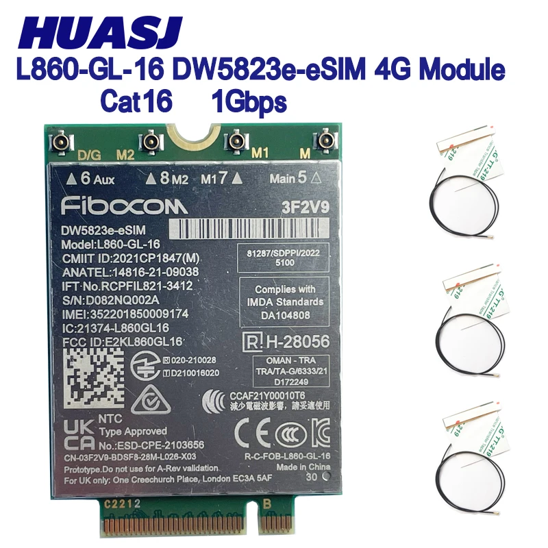 L860-GL-16 DW5823e-eSIM DW5823e LTE 4G CAT16 Intel(R ) XMM 7560R+ Module For 4G Modem NGFF M.2 For Dell 7640 3581 Laptop