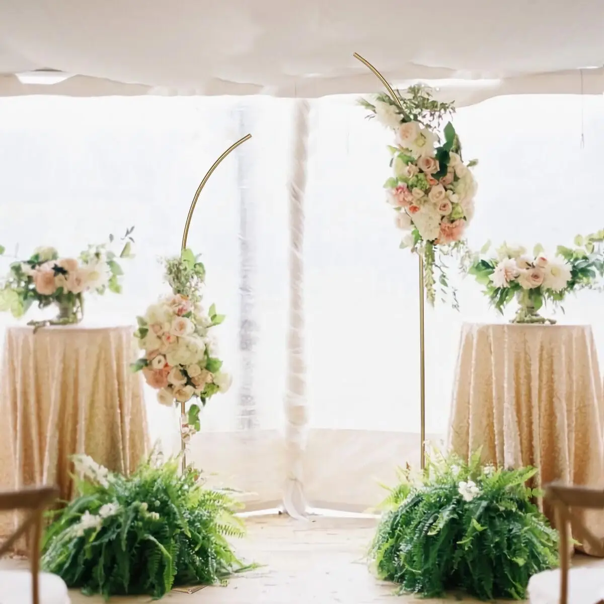 

Подставка для свадебной арки, золотая металлическая арка, подставка для фона для церемонии, дня рождения, вечеринки, украшения для детского душа (6 футов и 8 футов)