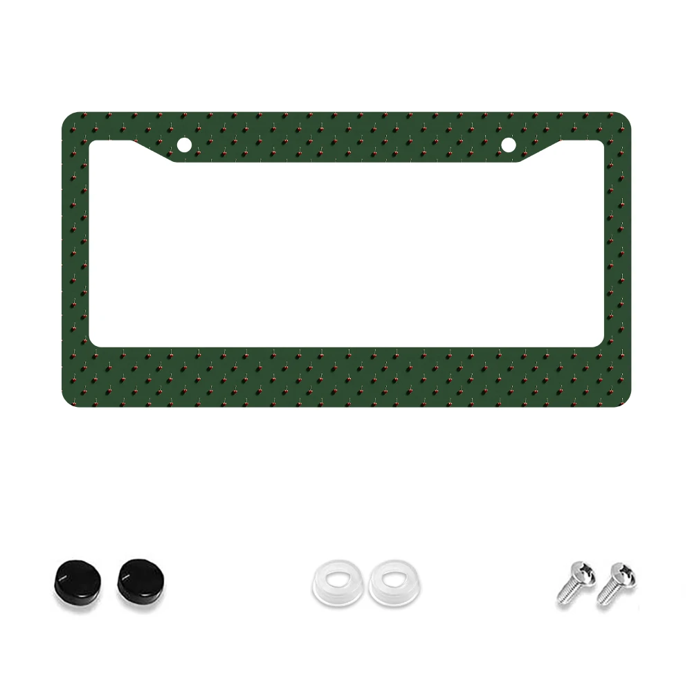 

1pc Green Cherry Pattern 2-Hole License Plate Frame Aluminum Material 6x12 Inches with Screw Set Retro Novelty Car Decoration G