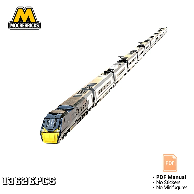 MOC Streamlined Tilting High Speed Express Train Building Blocks Intercity Passenger Locomotive Model Track Toy Adult Gift