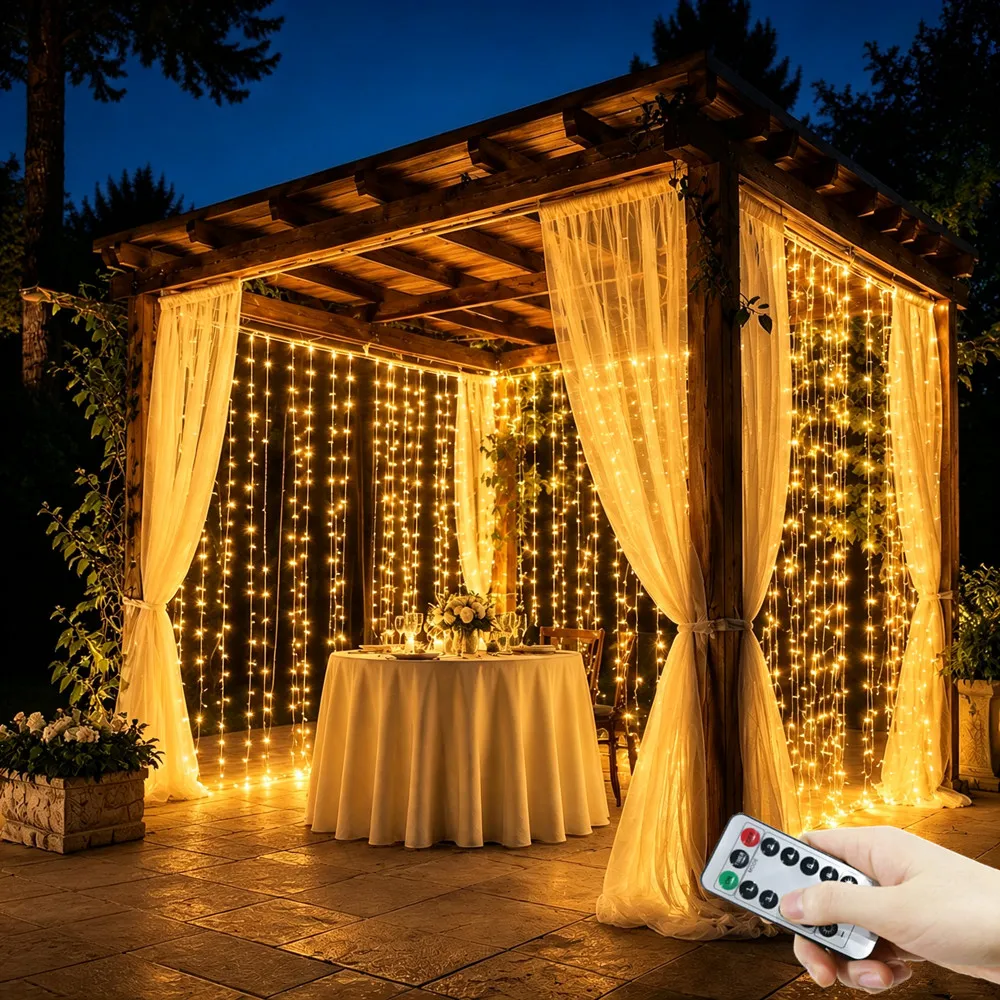 USB Plug 8 Modes Holiday Bedroom Curtain LED Lights String Wedding Party Valentine's Day Christmas Lights Halloween Decoration