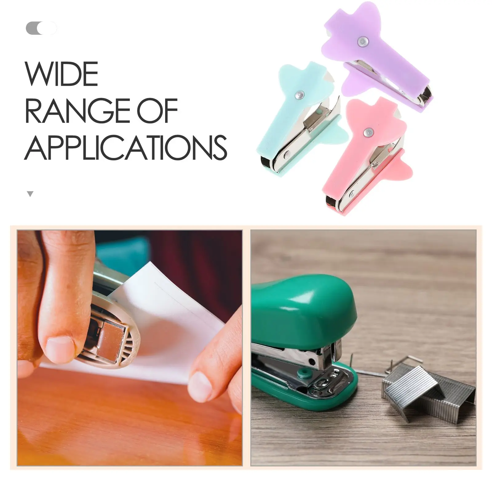 3 個ホッチキスプライヤーかわいいミニオフィスアクセサリー金属小さな紙ハンドヘルド手動リムーバー