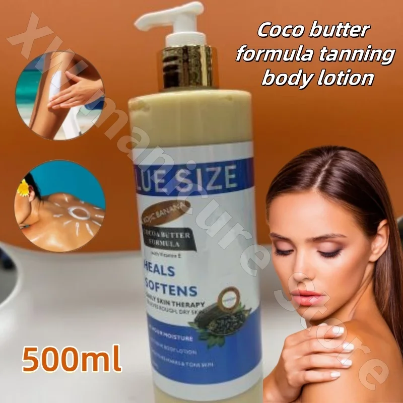 Manteiga de karité de cacau, loção corporal bronzeadora sem perfume, hidratante e hidratante, melhora a pele seca e escalonada 500ml