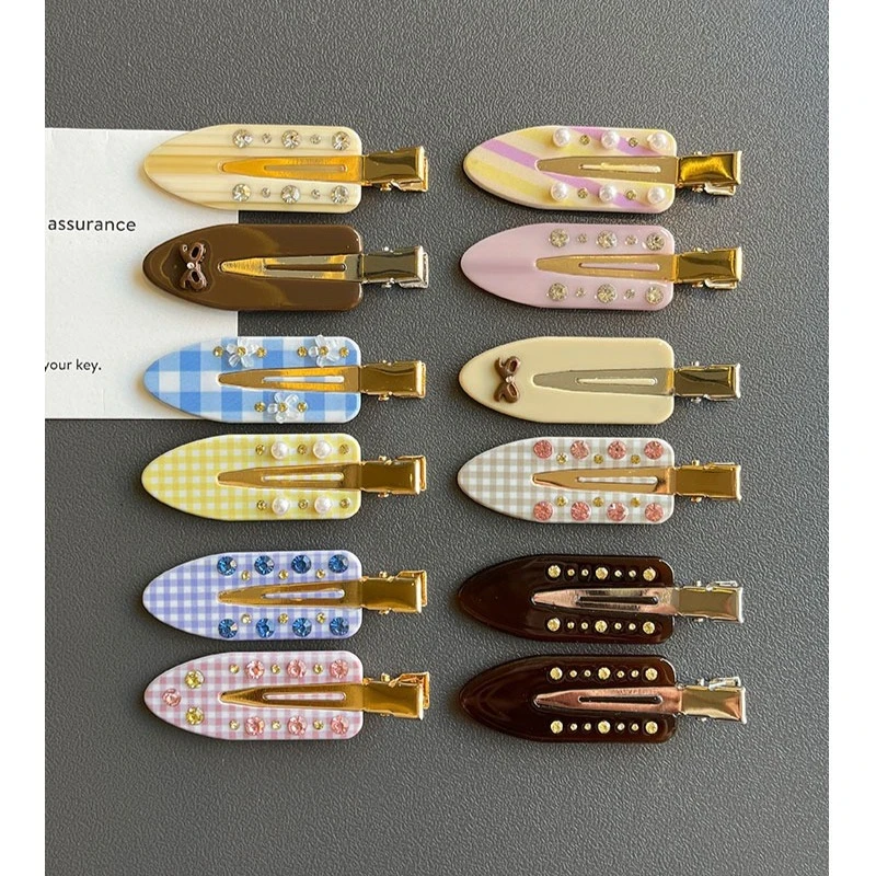 Flower Seamless Hairpins No Crease Hair Clips Sweet Rhinestone Pearl Bow Duckbill Clips Hair Accessories for Women Daily Makeup