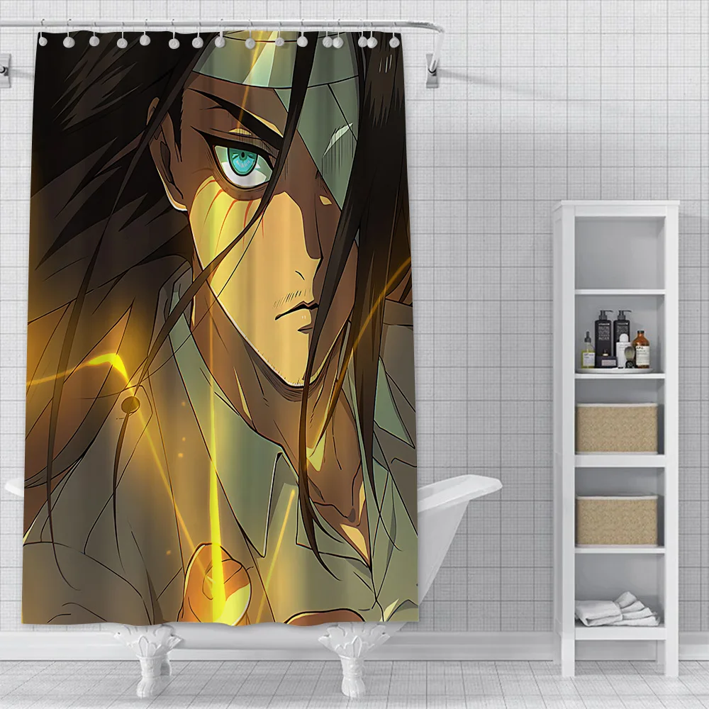 Attack on Titan Shower Curtain Waterproof Polyester Fabric Paint Colorful Bath Curtains Home Bathroom Decor Curtain With Hook