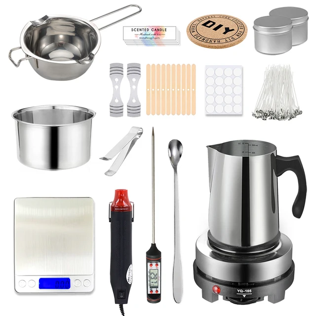 1 Zestaw do produkcji świec Zestaw do produkcji świec Zestaw narzędzi do produkcji świec Diy Ręcznie robione świece woskowe z płytą grzejną do topienia wosku