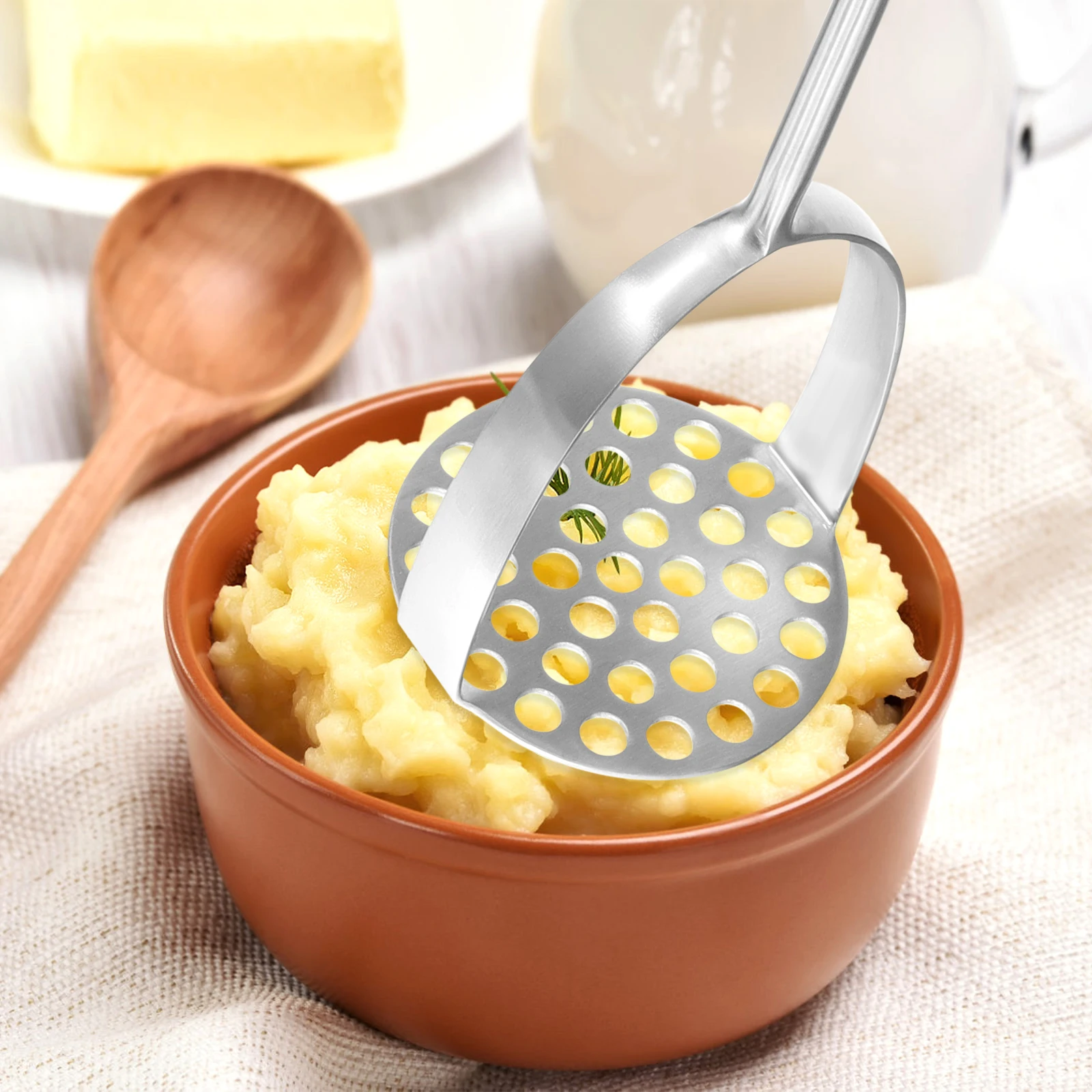 

Potato Masher Smasher Presser Hand Small Kitchen Tool Ricer Wood for Potatoes Baby