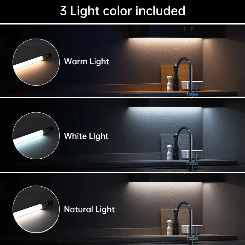 โคมไฟตั้งโต๊ะแบบไฟกลางคืนเซ็นเซอร์ตรวจจับการเคลื่อนไหวจอแสดงผลดิจิตอลไฟตู้แบบชาร์จไฟได้ไฟสำหรับห้องครัวไฟไฟ LED กลางคืน