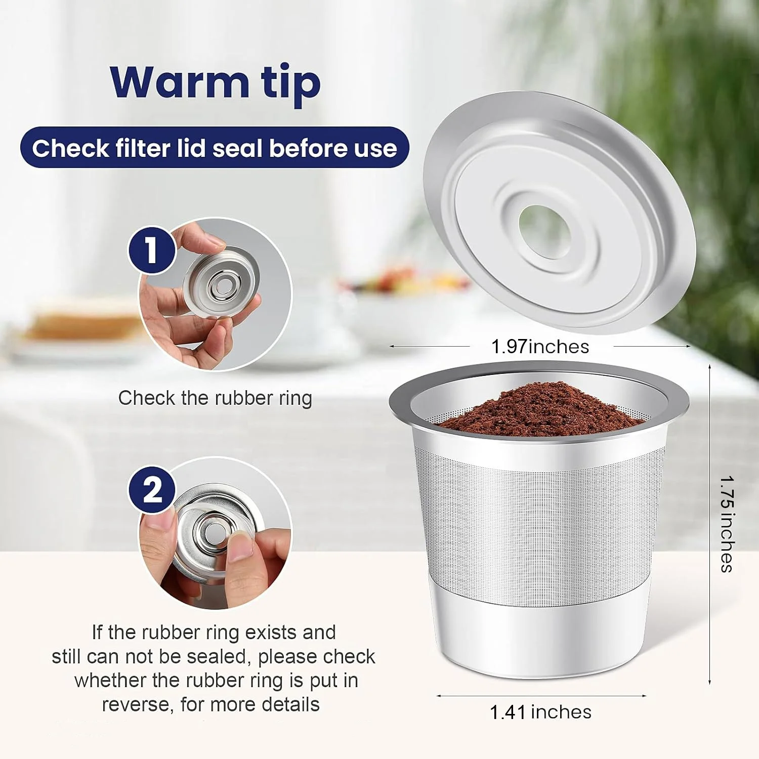 2pcs Reusable Stainless Steel K Cup Coffee Container Kuerig1.0 Coffee Machine Filter Compatible Coffee Capsules