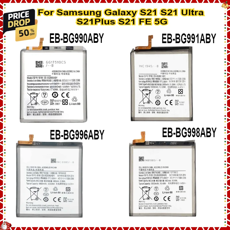 EB-BG990ABY EB-BG998ABY EB-BG996ABY EB-BG991ABY Battery For Samsung Galaxy S21 S21 Ultra S21Plus S21 FE 5G Phone Batteries