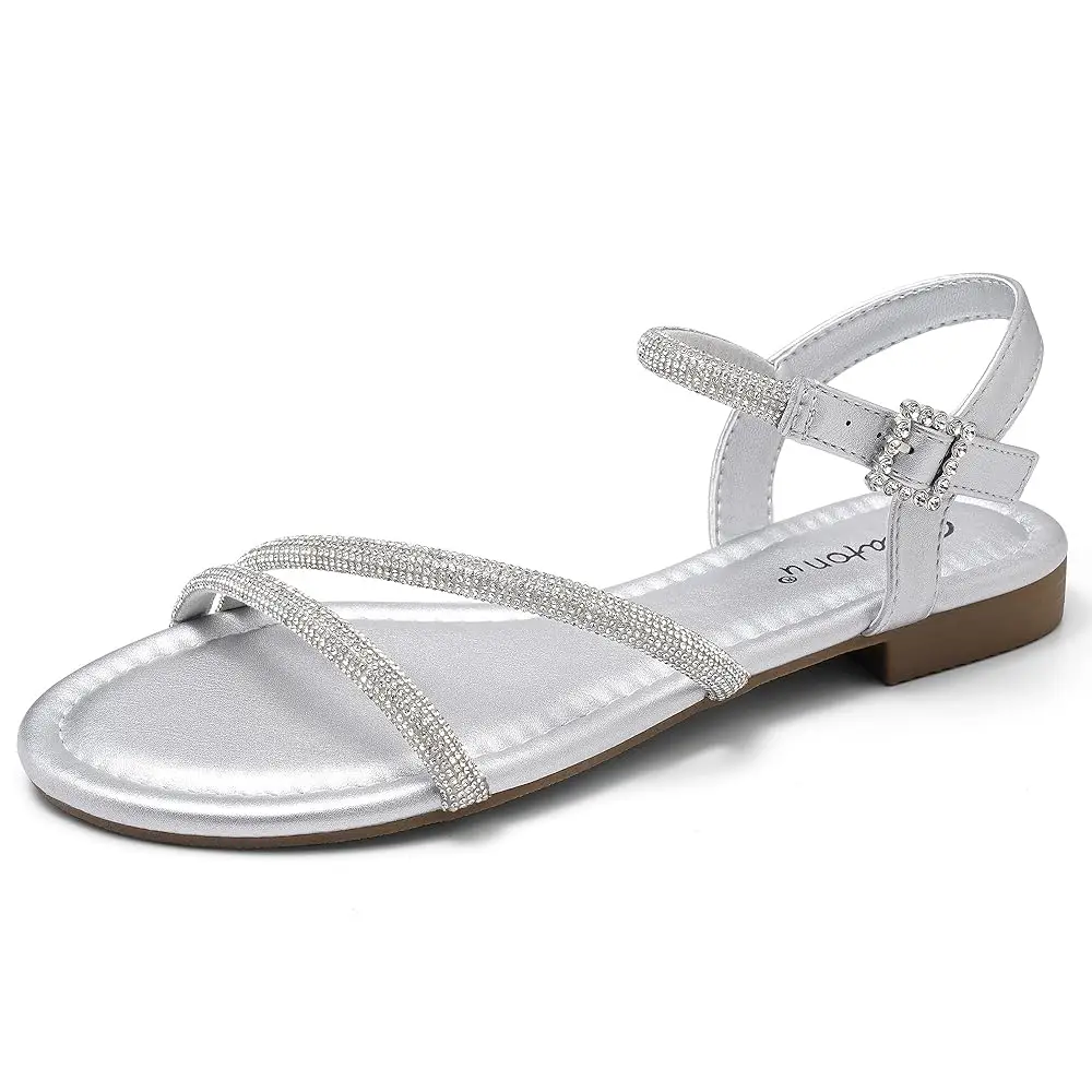 

Женские сандалии 2026: Элегантные плоские сандалии со стразами для свадьбы и вечерних мероприятий, блестящие свадебные сандалии с удобной фиксацией на щиколотке