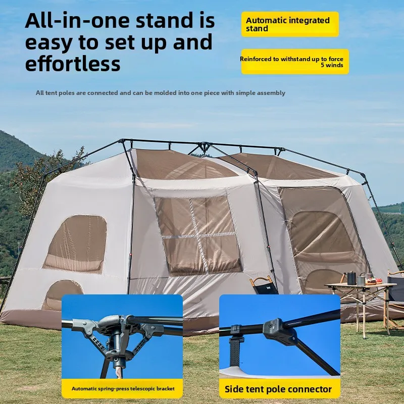 CXX outdoor camping tent ridge 13 two rooms and one living room automatic quick-opening silver-coated