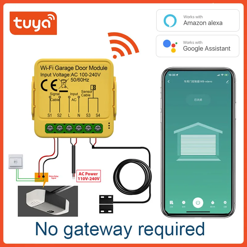 Pengontrol Pintu Garasi WiFi Tuya – Modul Relay Pintar dengan Kontrol Suara & Timer untuk Pengontrol Jarak Jauh Roller Shutter & Akses Gerbang