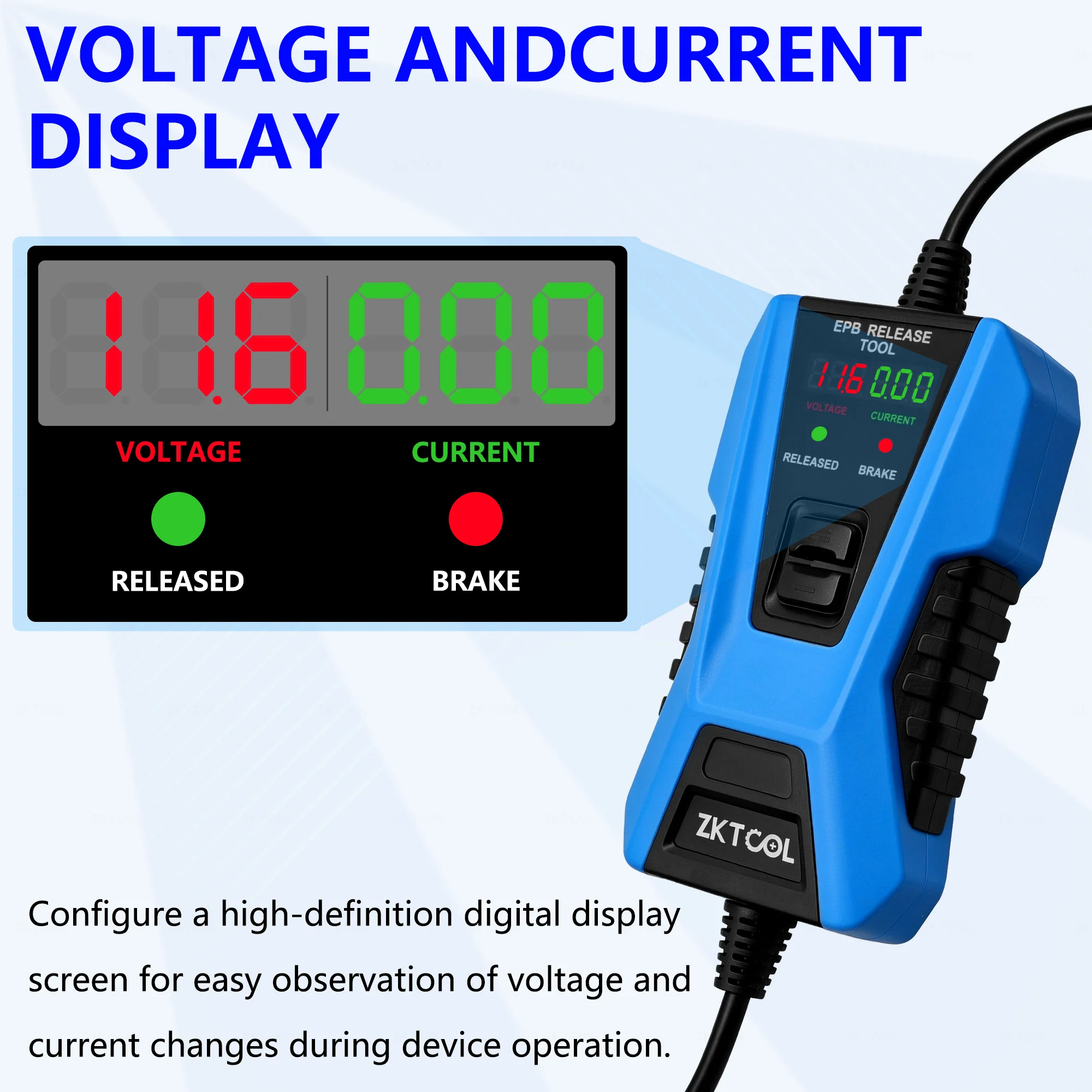 Car EPB Release Tool 12V with LCD Display Electronic Parking Brake Repair Braking & Release Mode for Auto Brake Service Tool