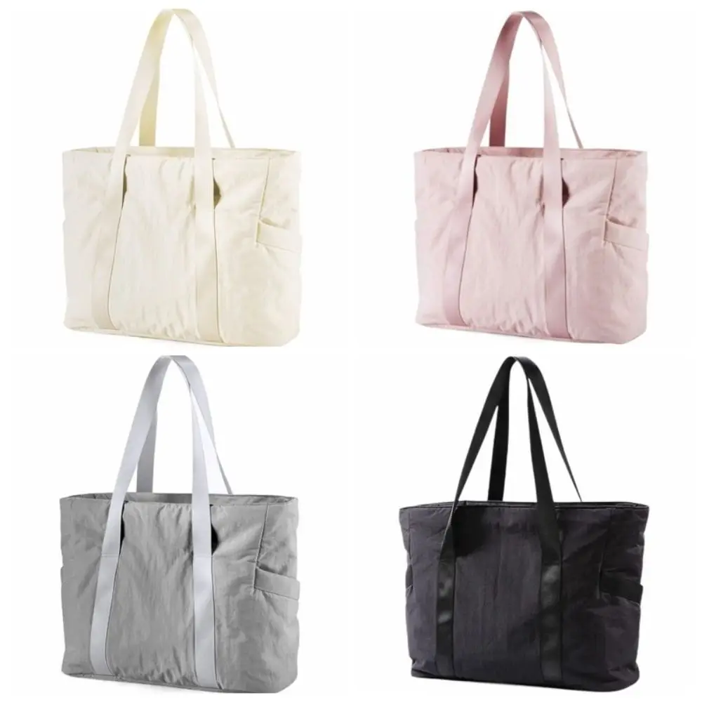 Nylon Yoga Mat Bag Solid Color with Yoga Mat Buckle Gym Fitness Tote Bag Multi Pocket Adjustable Yoga Mat Holder Travel Handbag