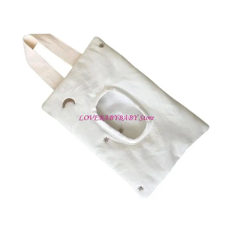 

Wet Tissues Compartment Embroidery Tissue Box Lightweight Paper Storage Bag 4XBC