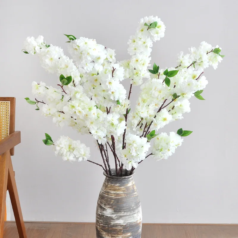 Sakura Artificial Flowers Bouquet for Garden Party Wedding Marriage Decoration Home Room Decor Fake Flowers Table Vase Ornament