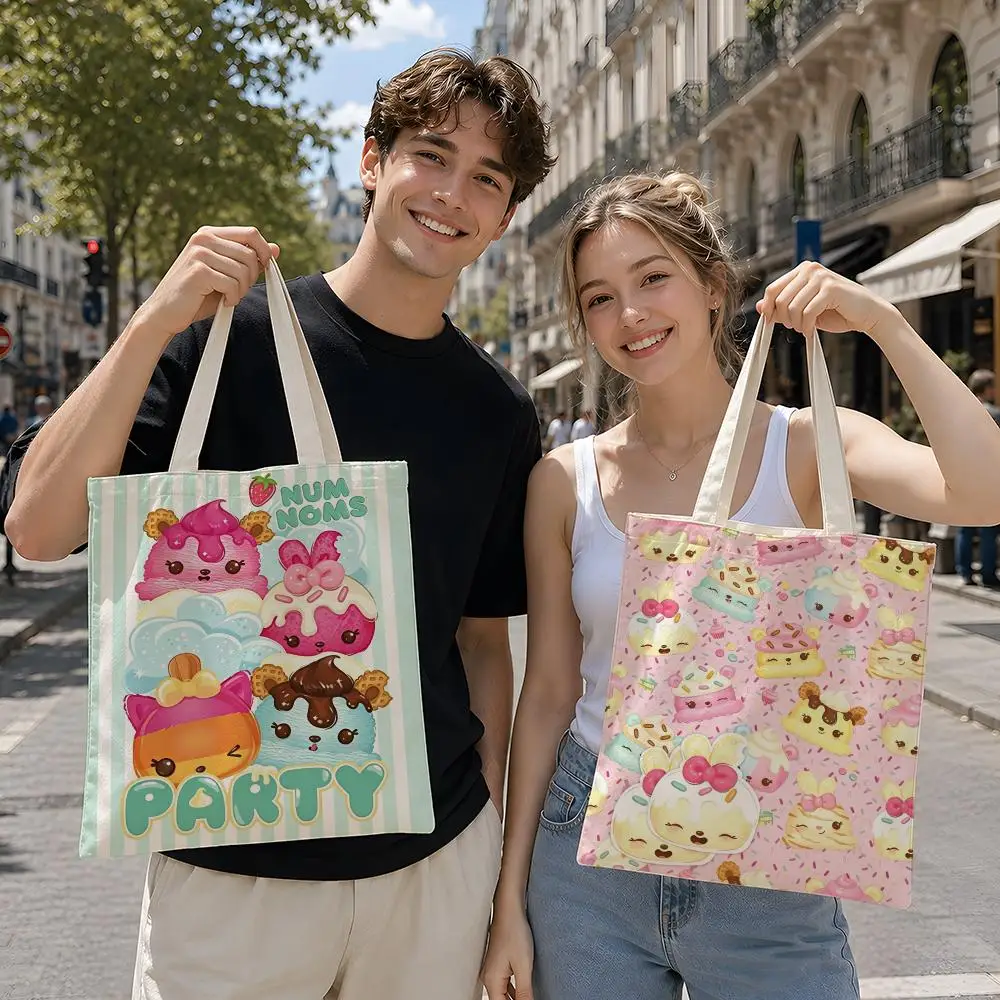 Toy Cute Collectible N-Num Noms Series Storage Bags Reusable Canvas Tote Suitable for School Class Commuting Shopping as Gifts