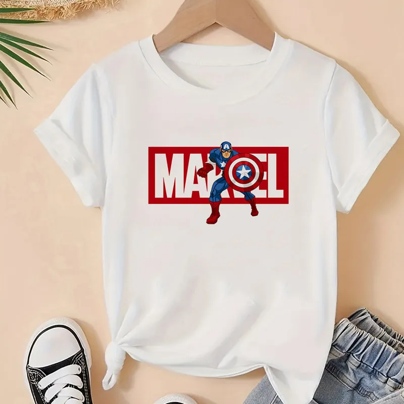 

Летняя футболка с принтом героев Marvel, Капитан Америка, красивая детская одежда из чистого хлопка, персонализированная одежда для родителей и детей