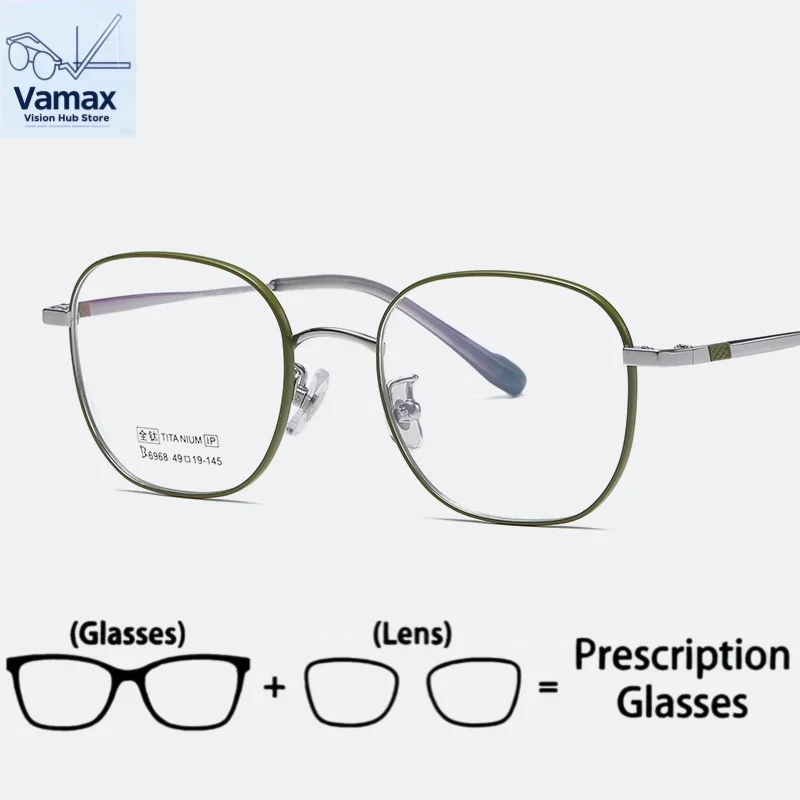 

VAMAX Pure Titanium Square Glasses Frame Ion Plating Lightweight Comfort Fit Fashion