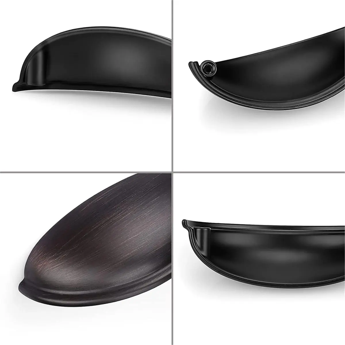 Oil Rubbed Bronze Cabinet Pulls - Bin Cup Drawer Handles, 9cm Handles and Knobs, Kitchen Hardware 5 Pack