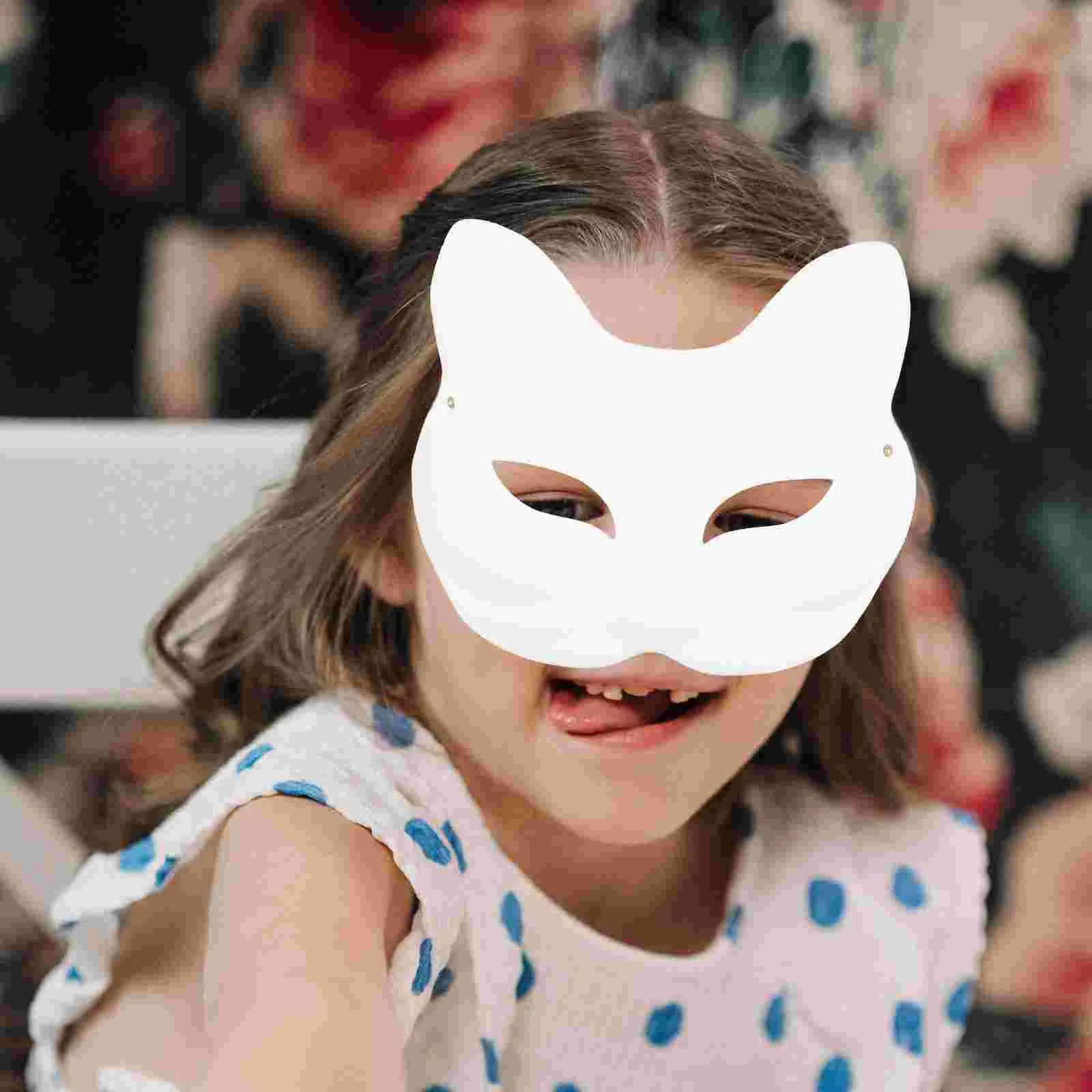 10 Pcs Painted Pulp Masks Blank Masquerade Party Japanese Unpainted Masquerade Mask For Women Cosplay Gifts