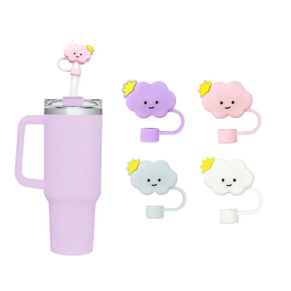 4pcs Soft New Cloud Shape Straw Covers 0.4 in/10 mm Reusable Straws Cap Silicone Tip Lids Protectors Water Bottle Accessories