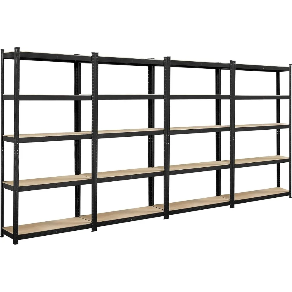 4 PCS 5-Tier Utility Shelves, Metal Storage Shelves Garage Shelving Unit Adjustable Garage Storage, 35.5 x 12 x 71 Inch