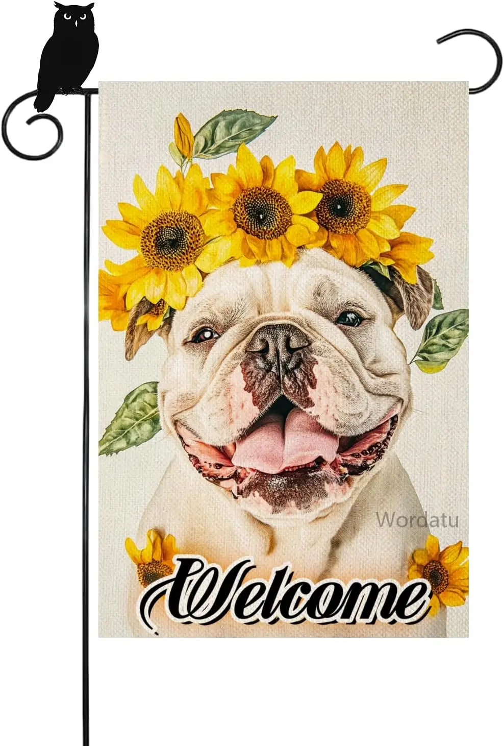 Hello Welcome Bulldog- Sunflower Decorative Garden Flag, Yard Outside Home Decorations Pet, Spring Summer Burlap Outdoor Sma yyi