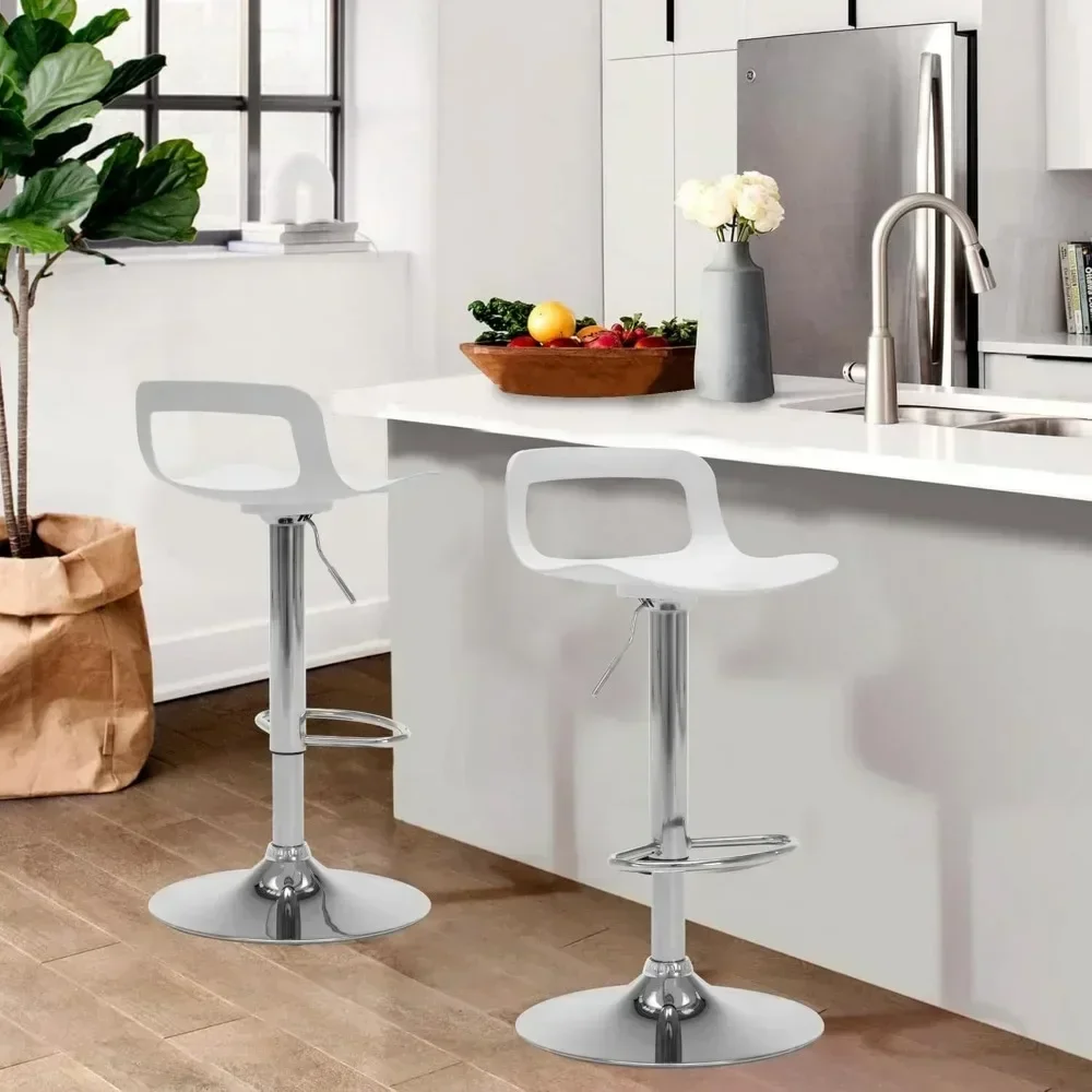 

Bar Stools Set of 2, Adjustable Counter Height Barstools, Industrial Metal Bar Chairs w/ Footrest & Backrest, 24"-32