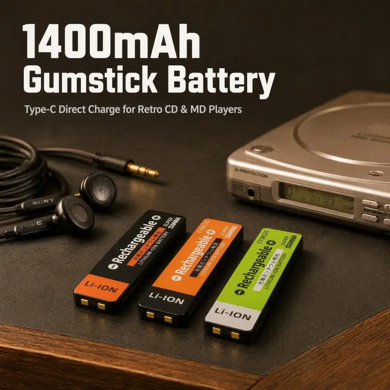 1.2V 1400mAh USB-C Rechargeable Gumstick Replacement Battery Compatible with NC-6WM NH-10WM NH-14WM HHF-AZ01 CD MD Player