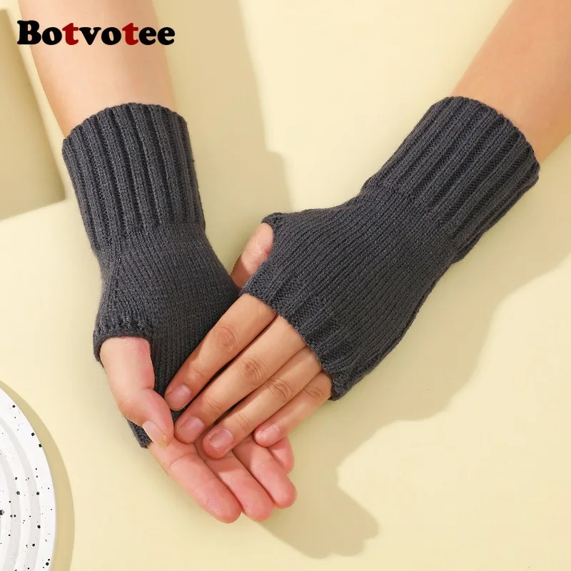 Botvotee Y2k اكسسوارات الأكمام للنساء مدفئات للذراع شحن مجاني الباردة المقاومة شتاء دافئ متماسكة الأكمام أصابع قفازات
