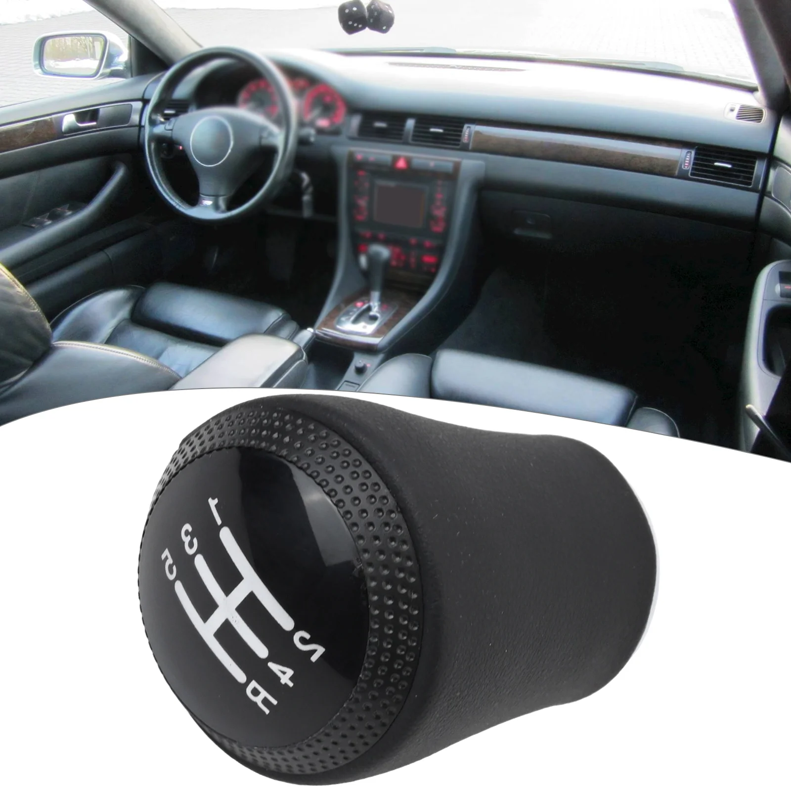 

5-скоростная ручка механической коробки передач, кожаная отделка премиум-класса, износостойкая 5-скоростная черная искусственная кожа, черная для A4 B5 C5