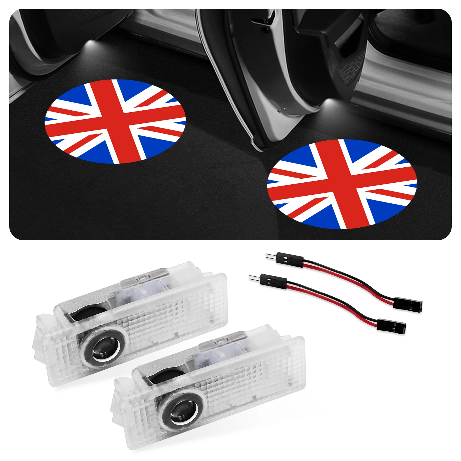 Car Door Welcome Lamp Union Jack Emblem Projector LED Lights For Mini F55 F56 F57 R55 R56 R57 R58 R59 R60 R61 2Pcs Accessories