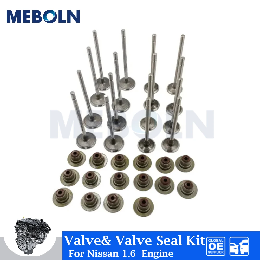 

Engine Intake Exhaust Valve & Valve Stem Oil Seal Kit For Nissan Platina Aprio Renault Clio Kangoo 1.6 Auto Part Car Accessories