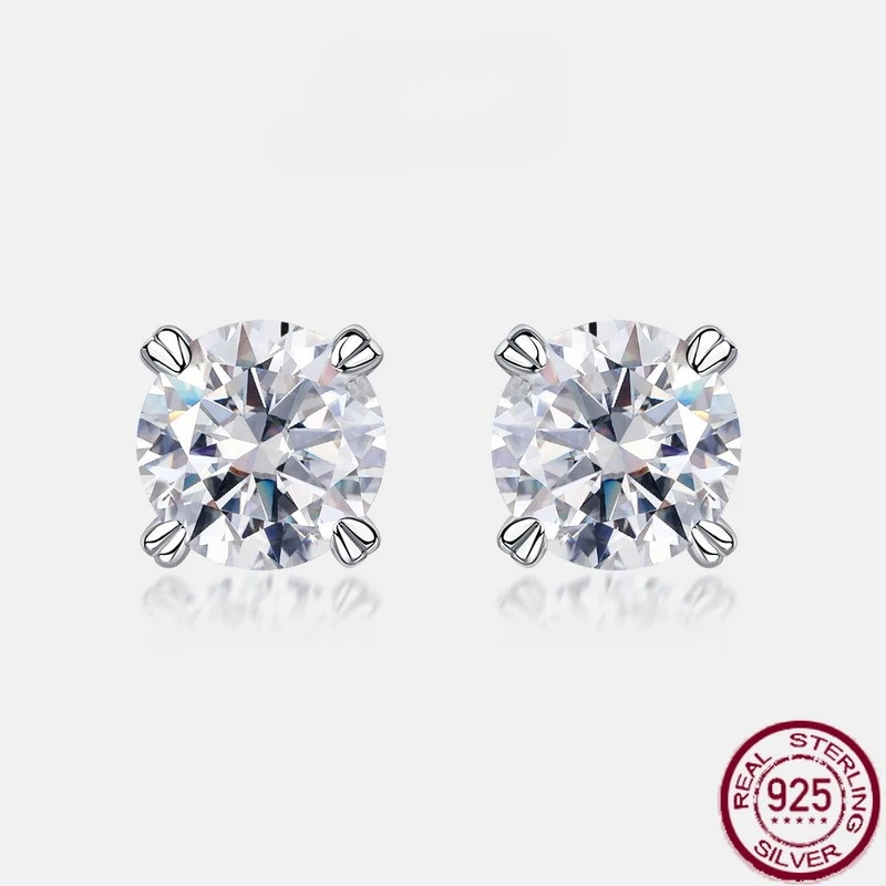 

Новый комплект из чистого серебра S925 с четырьмя когтями, цвет D, 1 карат, блестящие серьги с муассаном, европейские и американские модные свадебные украшения