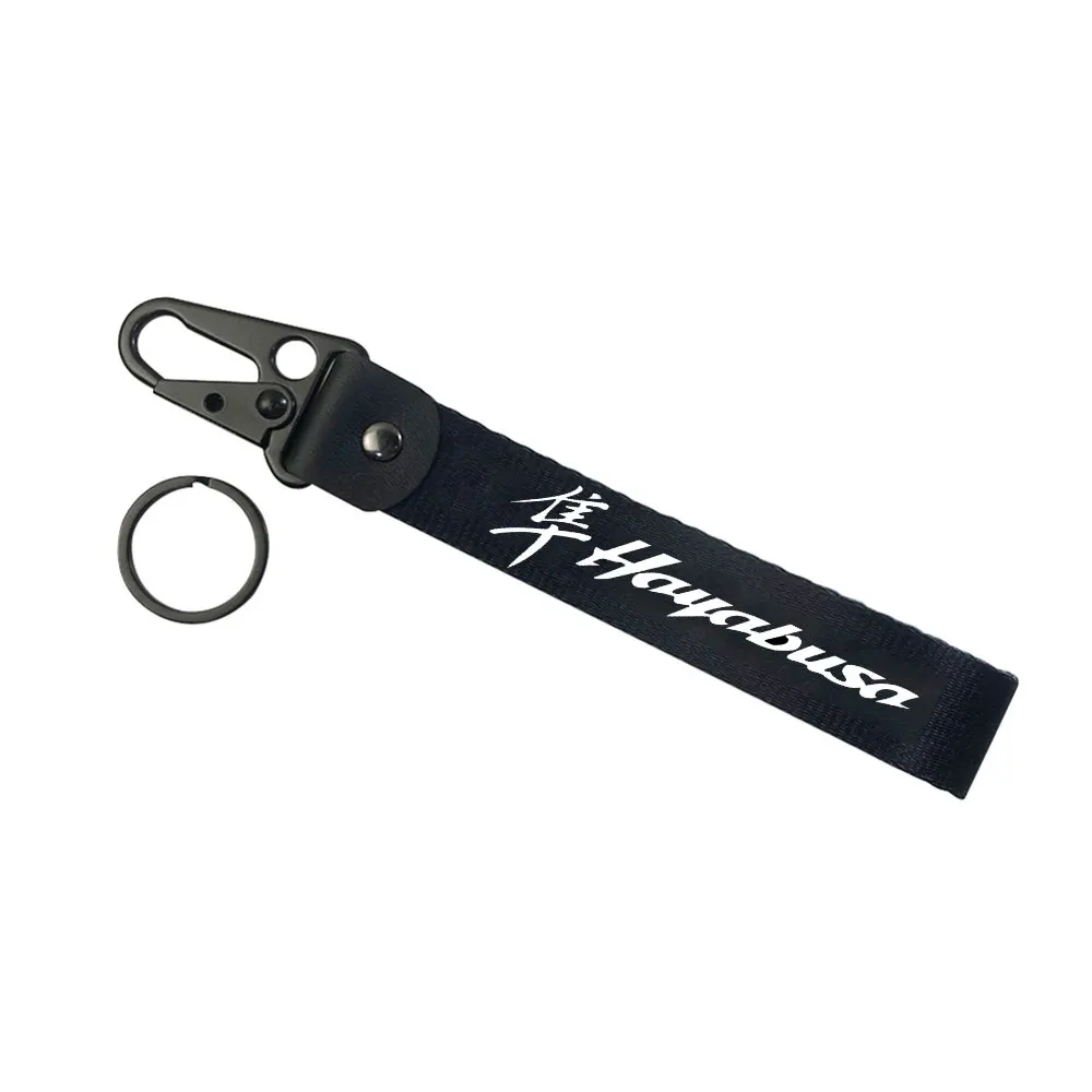 For Hayabusa Metal KeyRing Hook Nylon Strap Tow Sides Thermoprint Emblem KeyChain Lanyards Strap Wrist strap Motorcycle Accessor