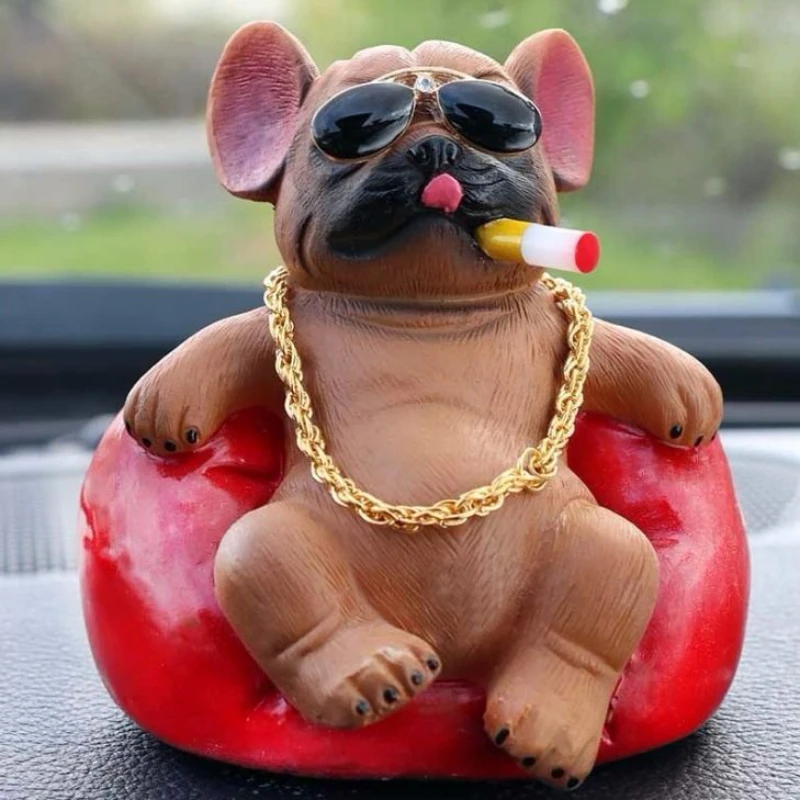 Creative Car Decorations Domineering Sofa Dog and High-quality Car Interior Decorations Bully Dog Smoking Car Personalized Decor