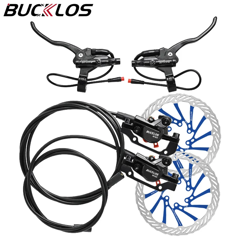 

2 Piston E-Bike Disc Brake Set Power Off Bicycle Hydraulic Disc Brake E Scooter Power Control Shifter Bicycle Brakes 160 rotors