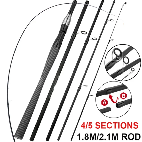 Imagen 2 del producto Caña de pescar ultraligera de alta calidad, 4/5 secciones con mango EVA, Material de fibra de carbono, Mini caña de pescar de fundición para viaje