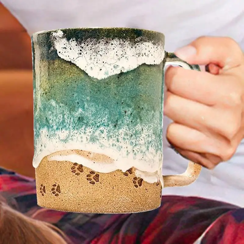 Ceramic Coffee Mug Creative 3D Printed Ocean Shoreline Waves Tea Cup Home Artistic Taste Drinking Water Tools friends Gifts