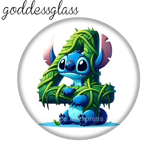 ديزني غرزة الزهور يترك 0-9 أرقام الكرتون لطيف 12 مللي متر/18 مللي متر صورة مستديرة الزجاج كابوشون ظهر مسطح صنع العثور على المفاتيح