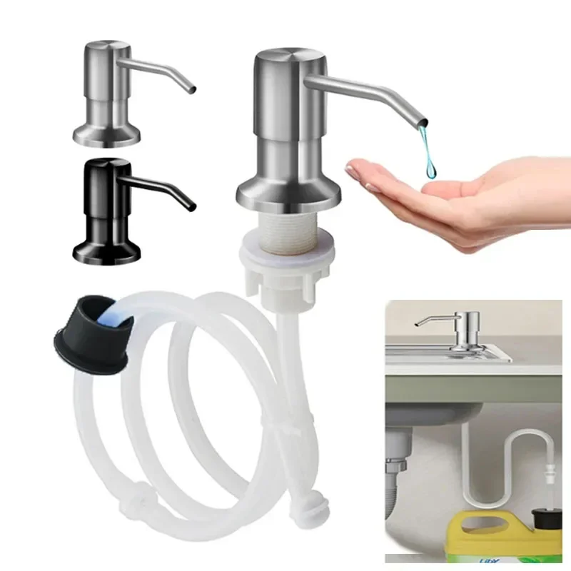 Stainless Steel Soap Dispenser Extension Tube Kit Kitchen Sink Liquid Soap Dispenser Bathroom Lotion Detergent Hand Press Pumps