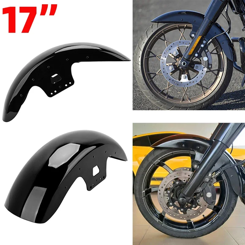 

Gloss Black Motorcycle 17" Front Fender Mudguard Steel Protector Cover For Harley Touring Road King Electra Street Glide 2014-up