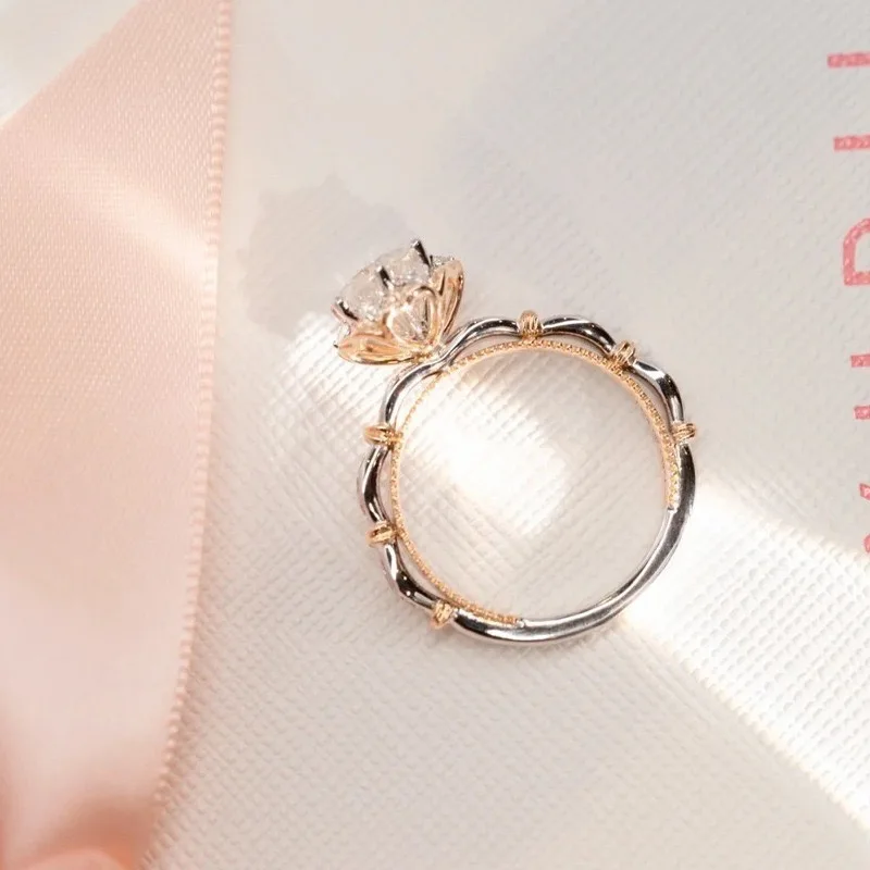 ZY Proposal Rings for Women Lover Rose Gold Plated 1 Carat Engagement Wedding Accessories Fashion Jewelry