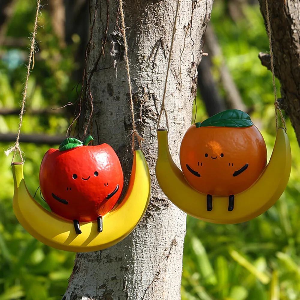 

Hanging fruit swing succulent planter - creative resin garden ornament