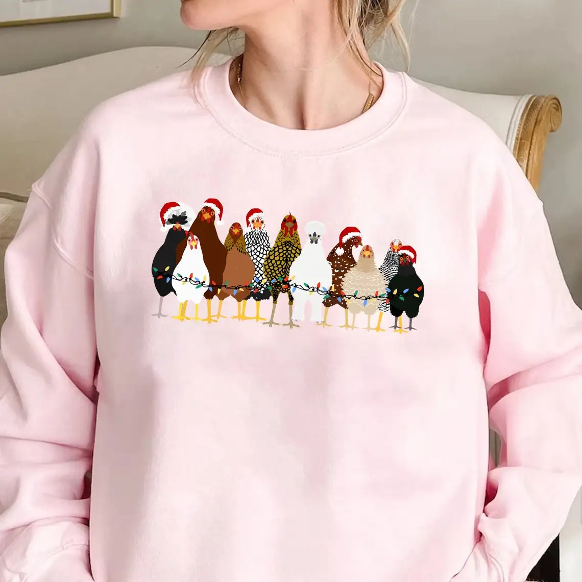 2023 Pupular Women Christmas Sweater Сute Christmas Chickens Female Clothes Marry Christmas Girl Tops All Season Sweatshirt