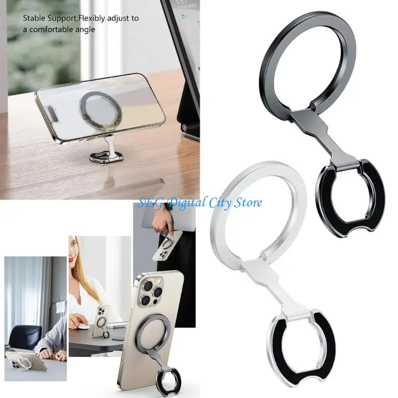 

U75B Portable Phone Holder Rotating Base Double Hoop Metal Antislip Design