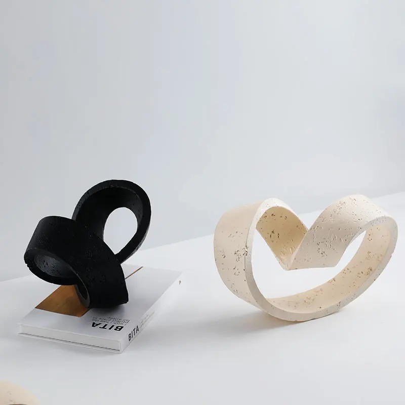 Sleek Geometric Ring Sculpture, Abstract Resin Statue for Living Room & TV Cabinet, Elegant Artistic Touch for Modern Home