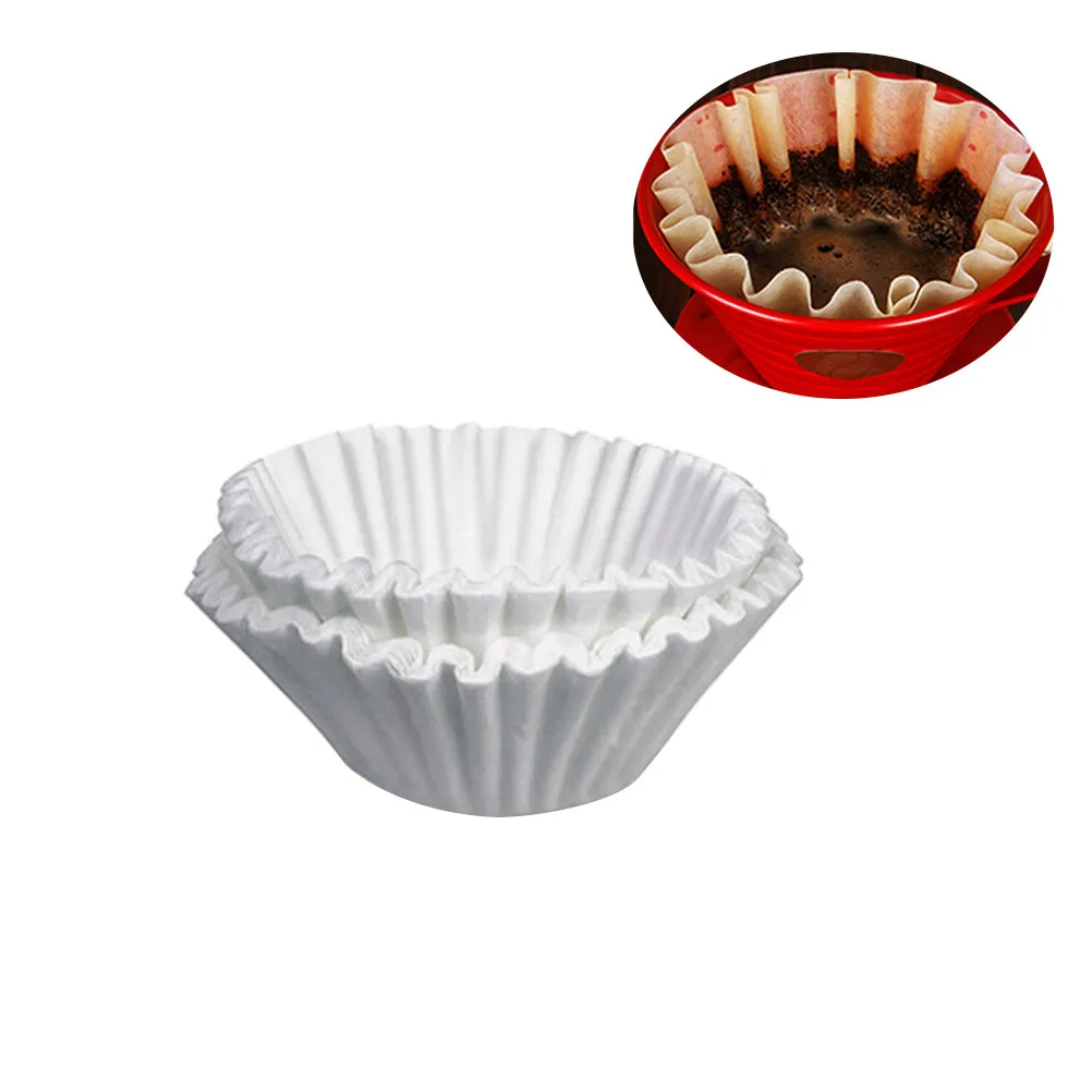 500Pcs Odorless High Grade Coffee Filter Paper Bowl Shaped for Commercial Use Even Flow Tall Side Design Preserves Flavor White